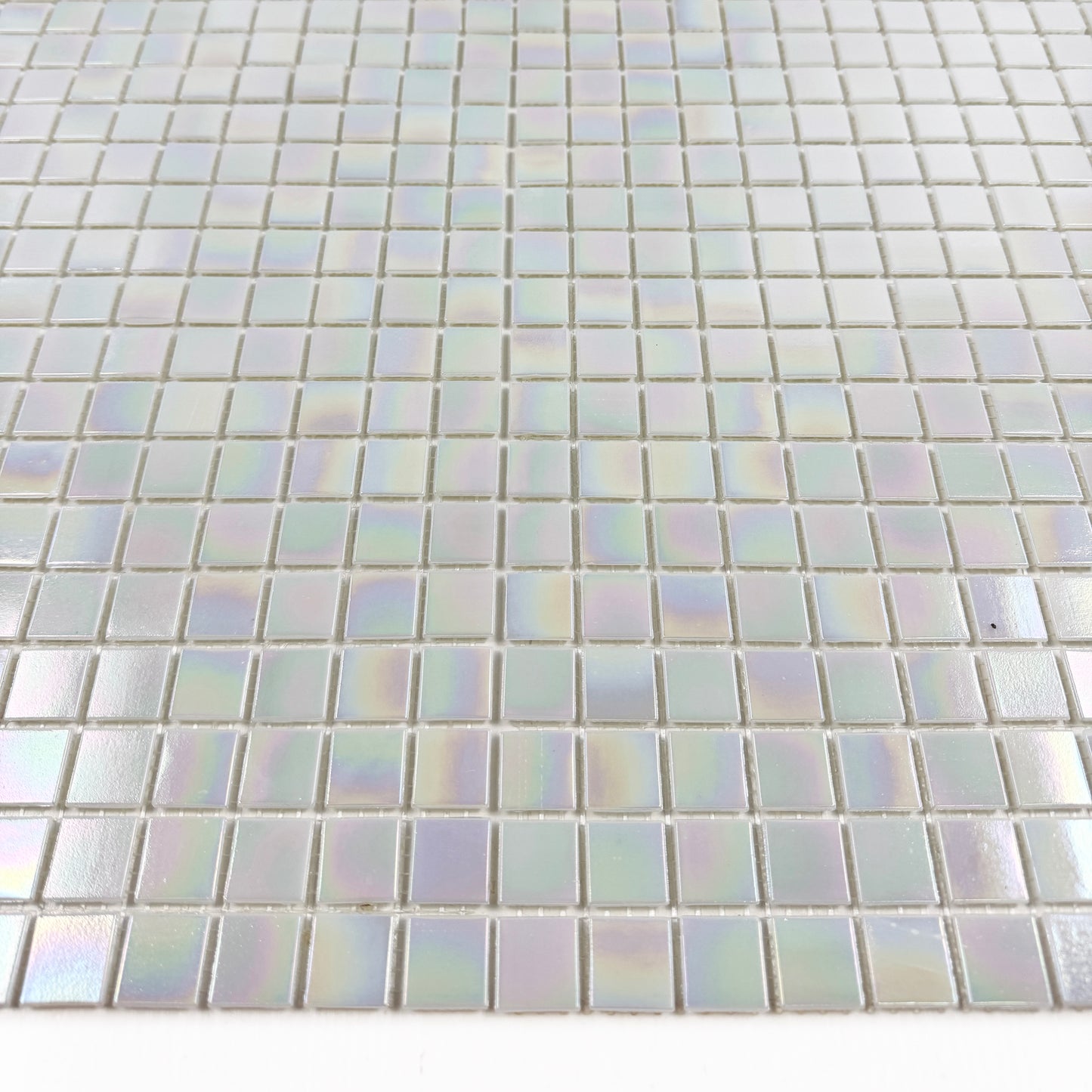 Glacial Artistry Series White Iridescent Hot Melt Glass Mosaic