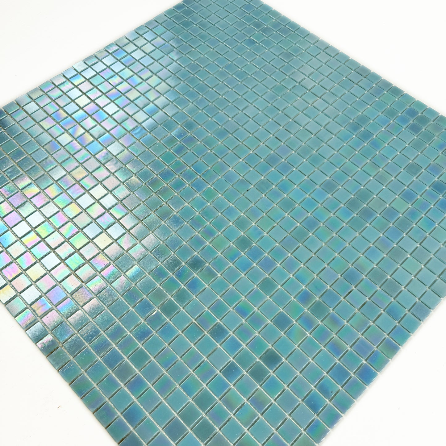 Glacial Artistry Series Nile Blue Iridescent Hot Melt Glass Mosaic