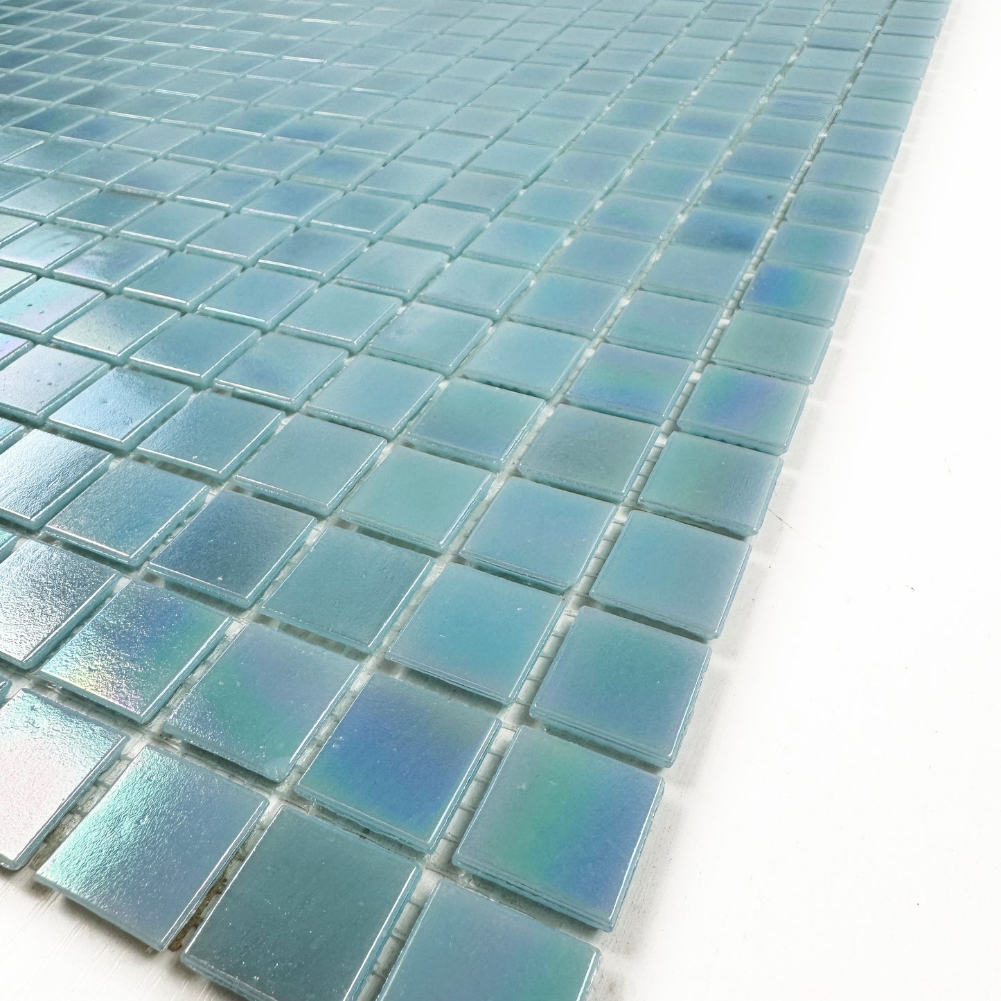 Glacial Artistry Series Nile Blue Iridescent Hot Melt Glass Mosaic