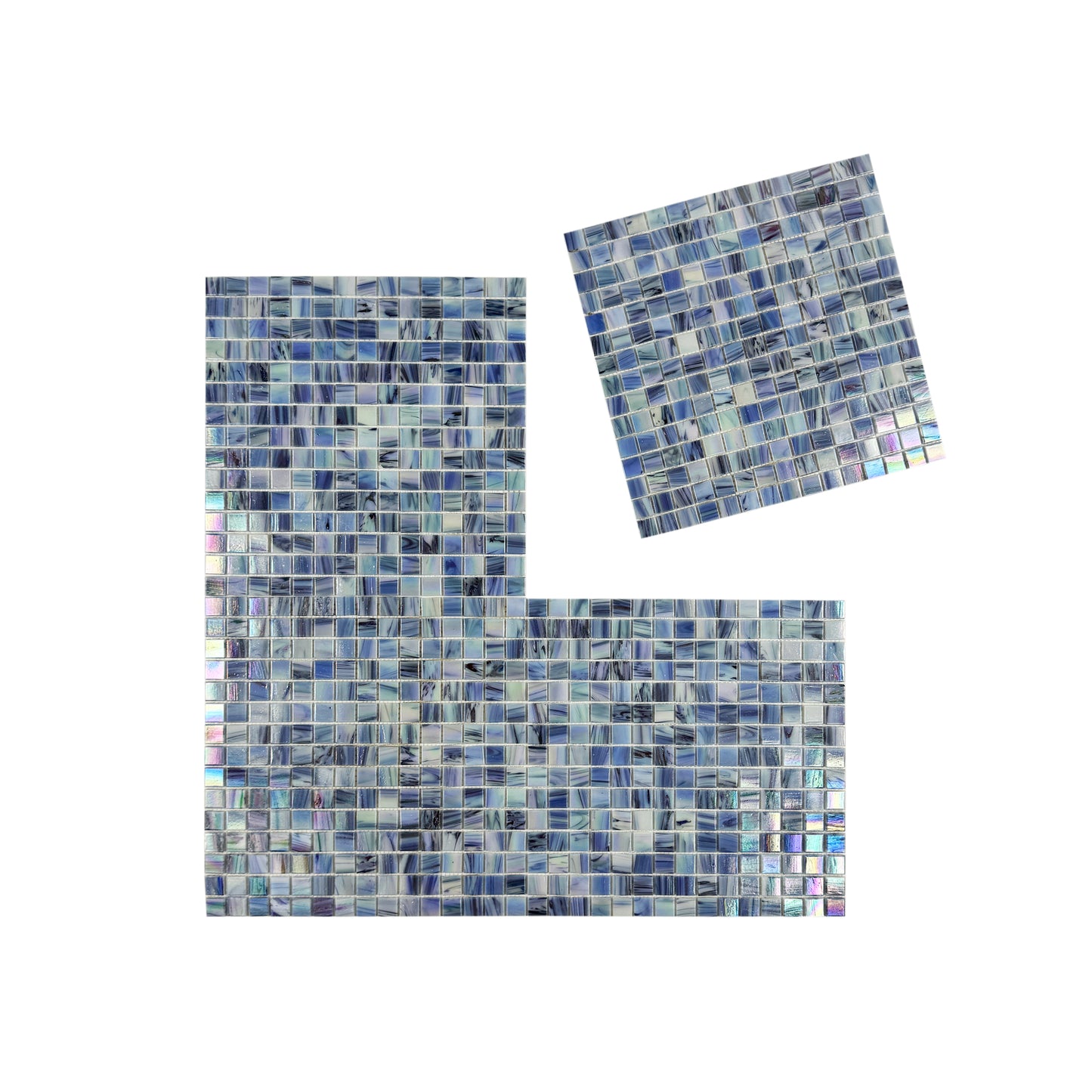 Glacial Artistry Series Fern Green & Cotton White & Lilac Purple Mixed Hot Melt Glass Mosaic