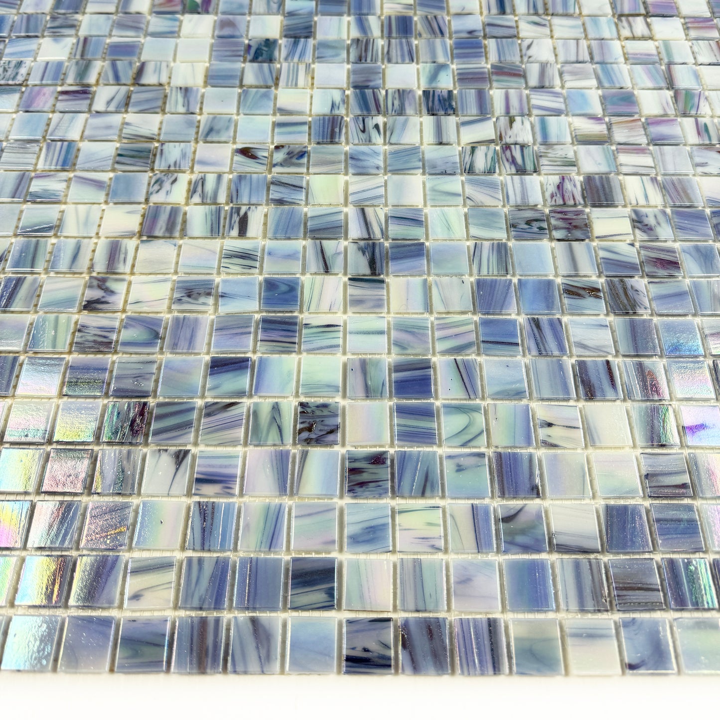 Glacial Artistry Series Fern Green & Cotton White & Lilac Purple Mixed Hot Melt Glass Mosaic