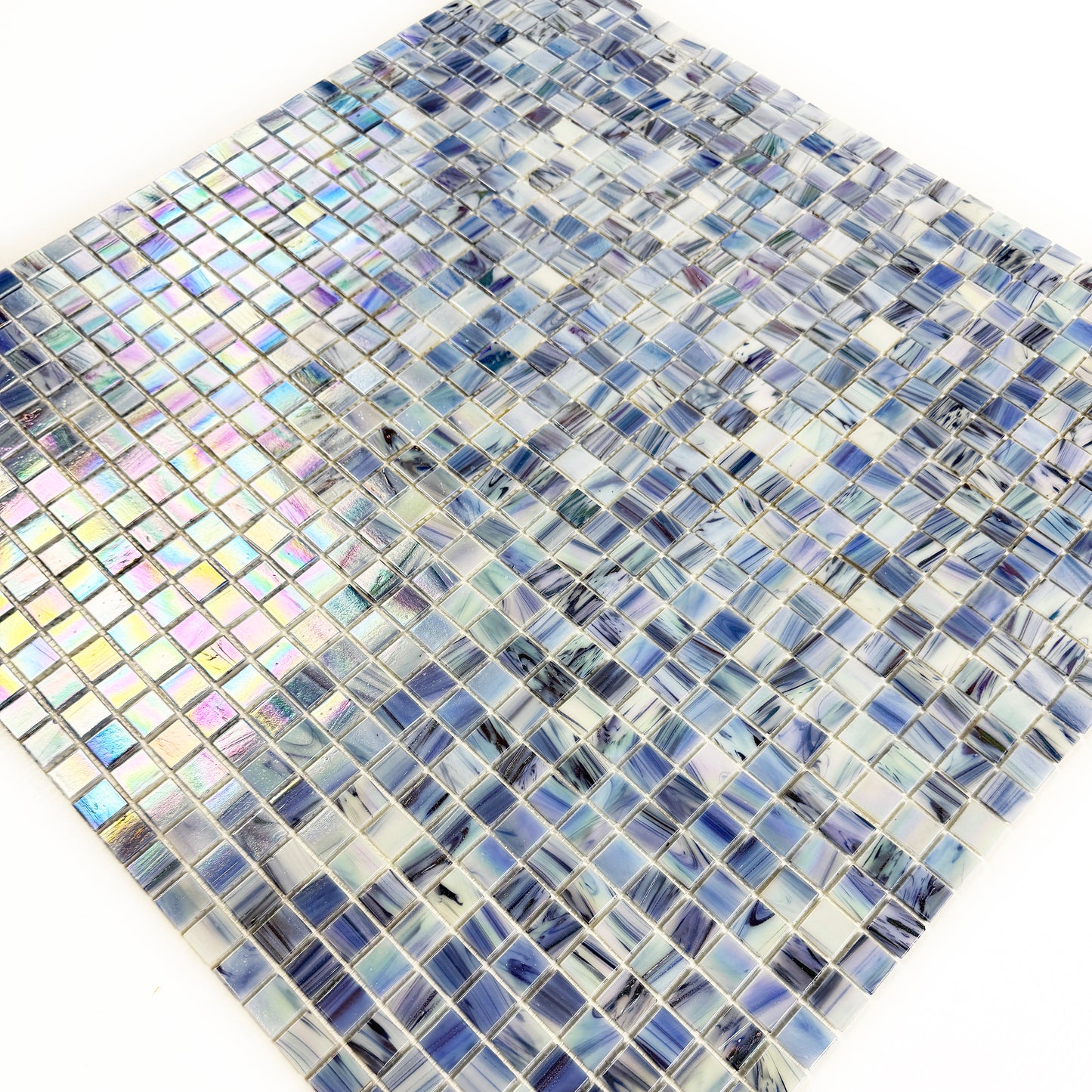 Glacial Artistry Series Fern Green & Cotton White & Lilac Purple Mixed Hot Melt Glass Mosaic