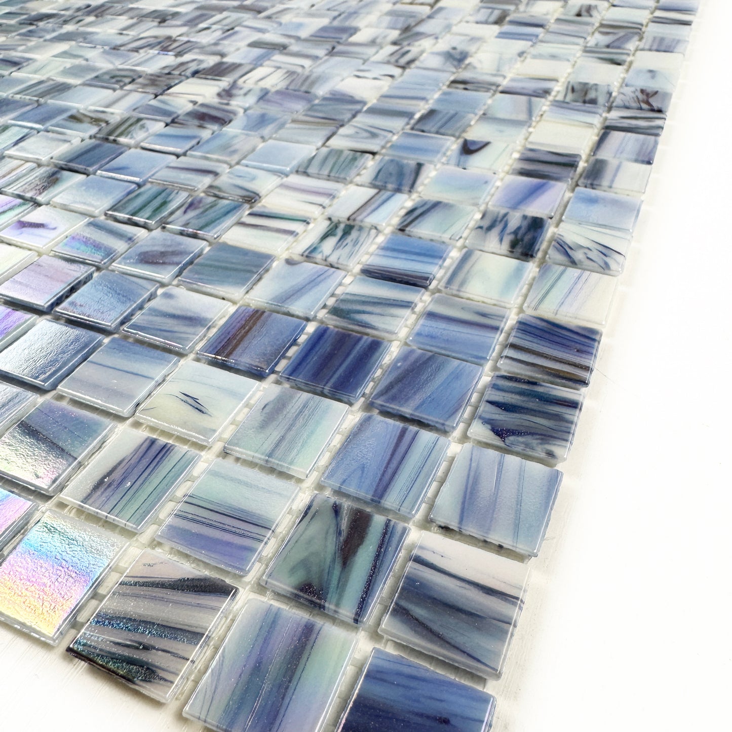 Glacial Artistry Series Fern Green & Cotton White & Lilac Purple Mixed Hot Melt Glass Mosaic