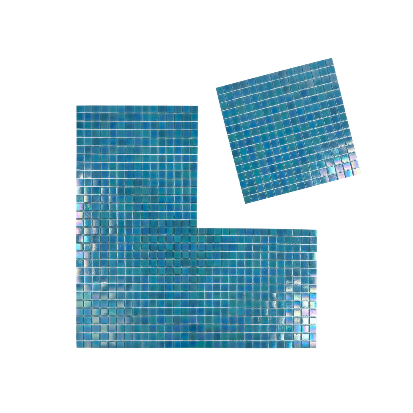 Glacial Artistry Series Cerulean Blue Iridescent Hot Melt Glass Mosaic