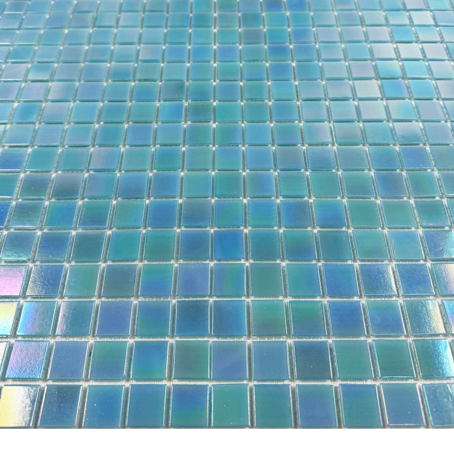Glacial Artistry Series Cerulean Blue Iridescent Hot Melt Glass Mosaic