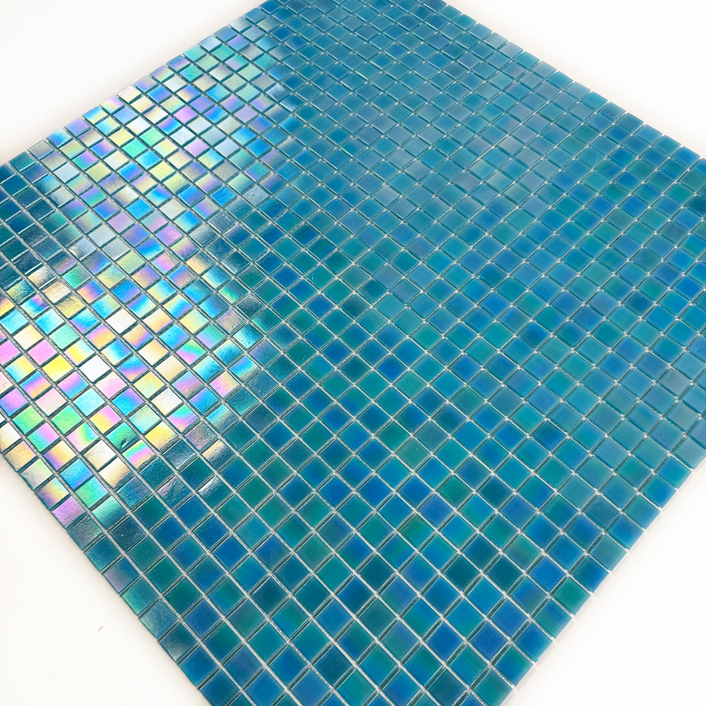 Glacial Artistry Series Cerulean Blue Iridescent Hot Melt Glass Mosaic