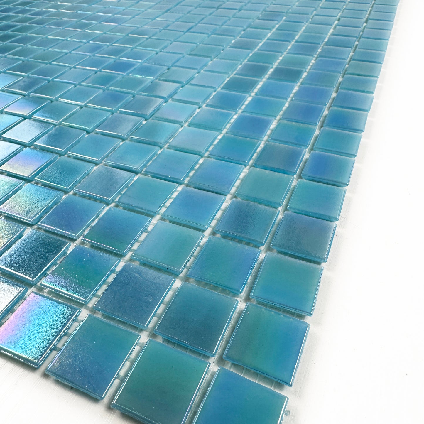 Glacial Artistry Series Cerulean Blue Iridescent Hot Melt Glass Mosaic