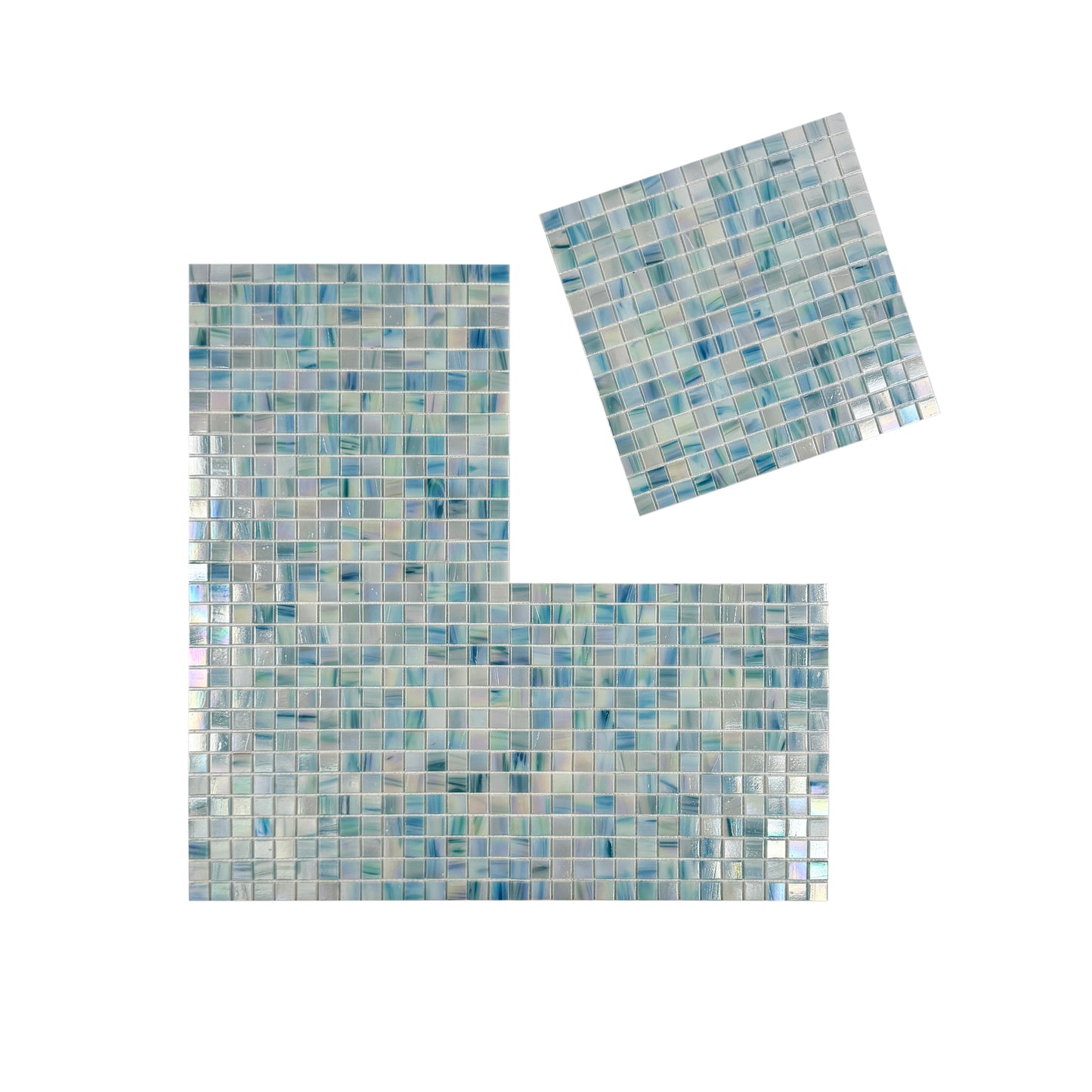 Glacial Artistry Series Nile Blue & Tiffany Blue & Cream White Mixed Hot Melt Glass Mosaic