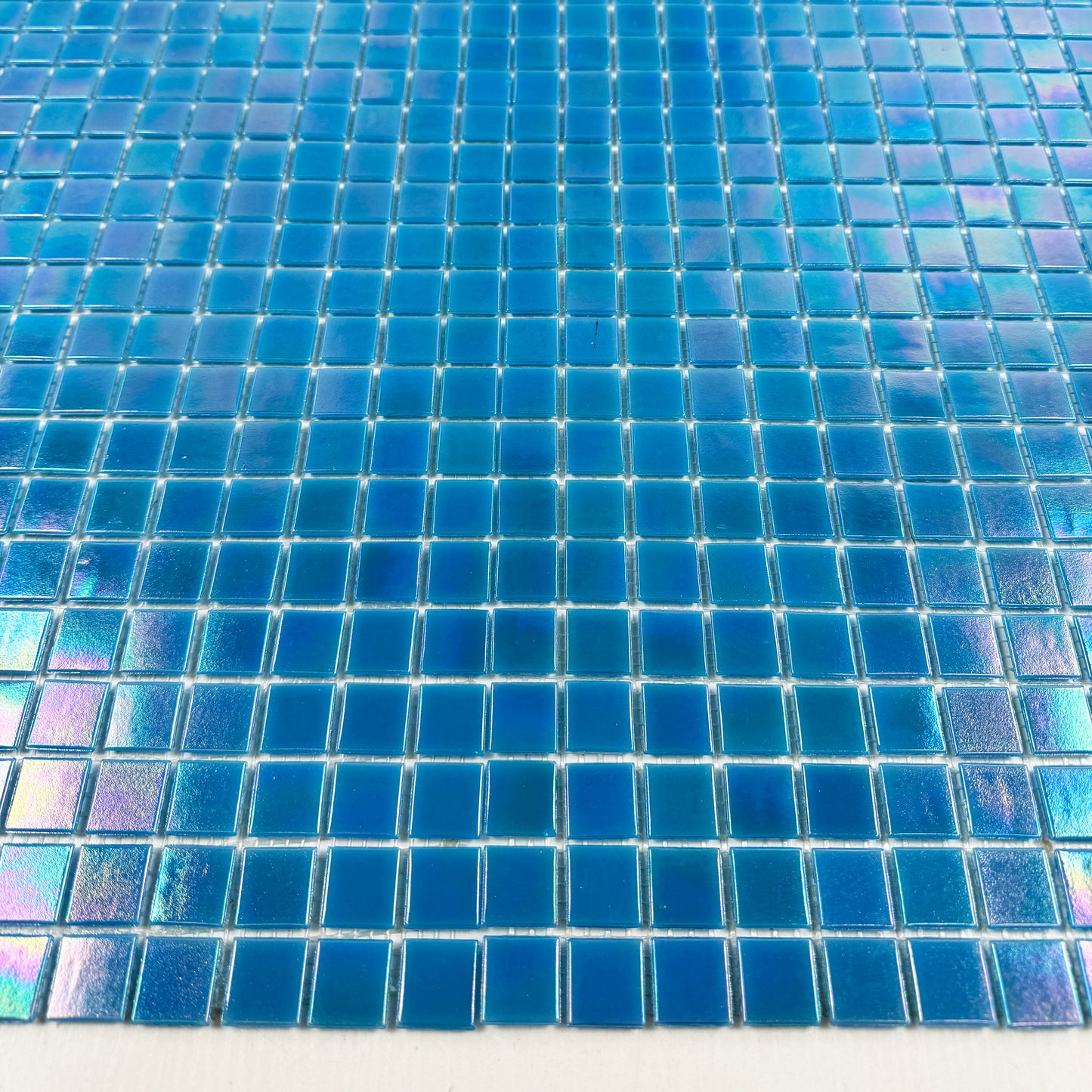 Glacial Artistry Series Cyan Blue Iridescent Hot Melt Glass Mosaic