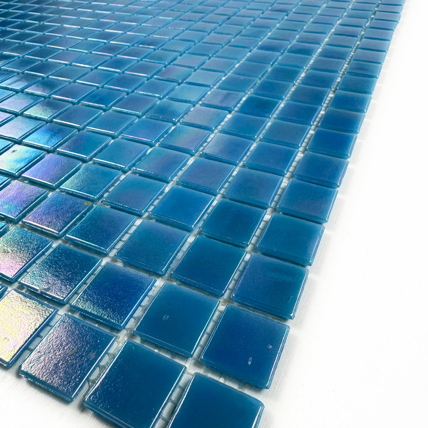 Glacial Artistry Series Cyan Blue Iridescent Hot Melt Glass Mosaic