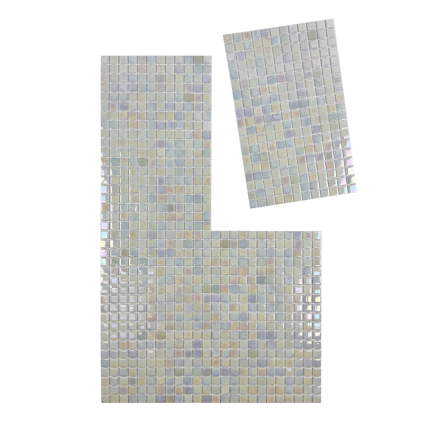 European Mosaic Series White Iridescent Recycled Glass Mosaic