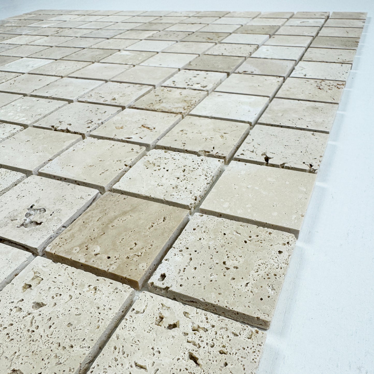 Beige Travertine Series Light Beige Honed Square Travertine Marble Mosaic