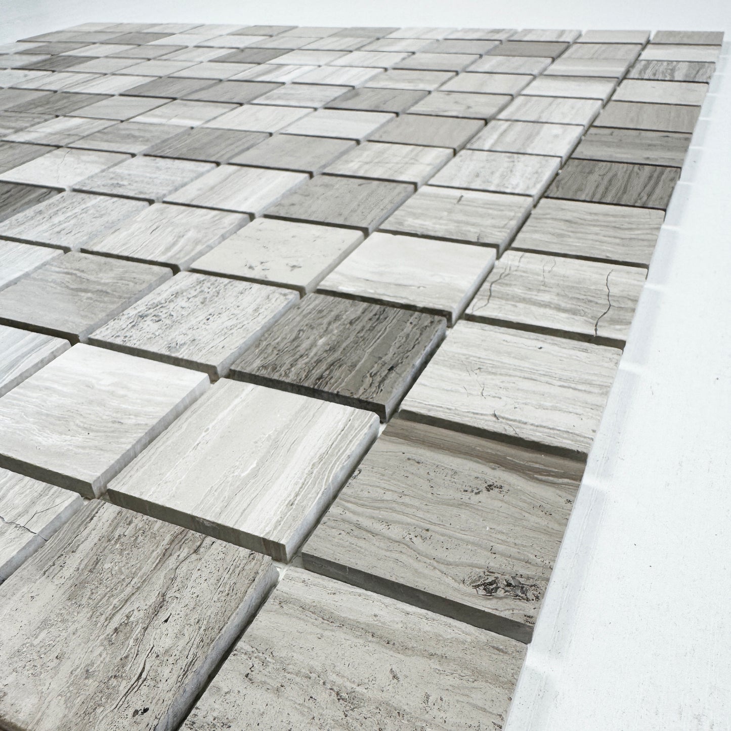 White Wood Series White Wood Vein Polished Square Marble Mosaic