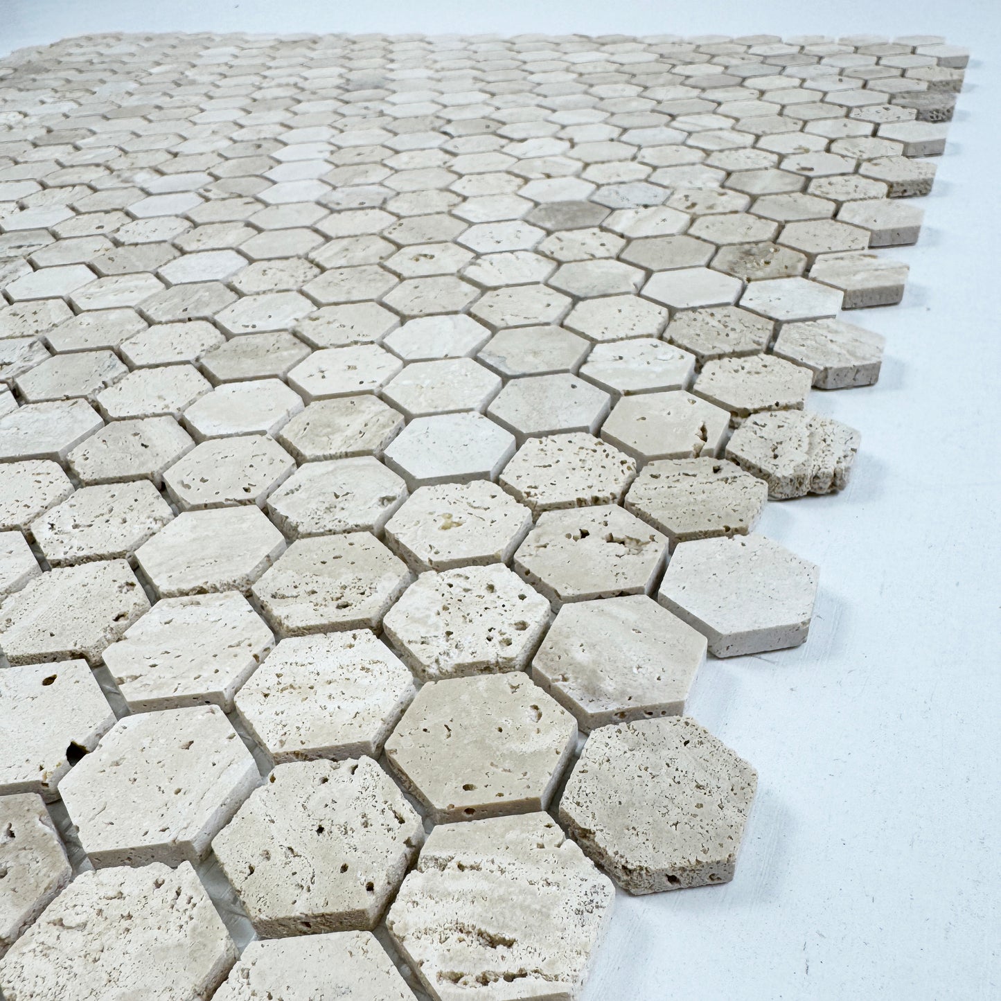 Beige Travertine Series Light Beige Honed Hexagon Travertine Marble Mosaic