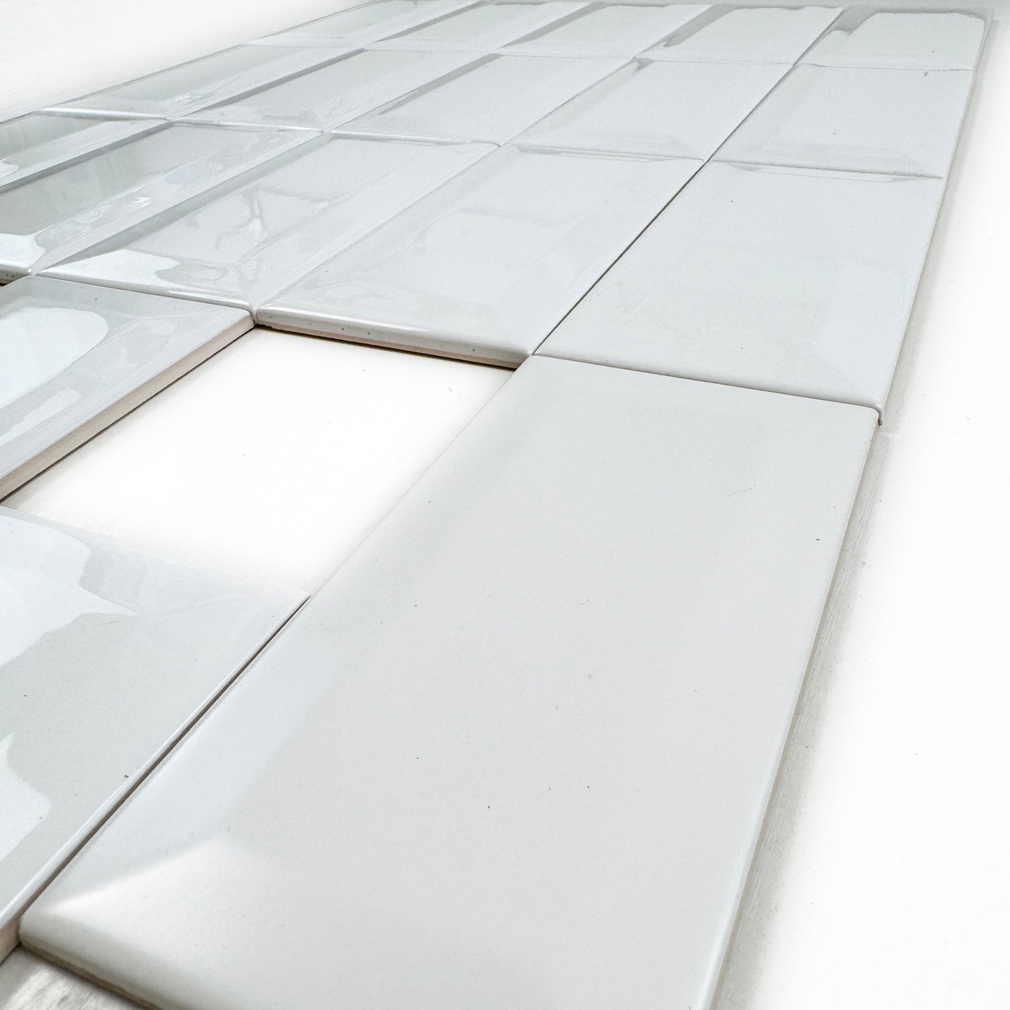 Urban Luxe Series White Matt Beveled Edge Ceramic Tile