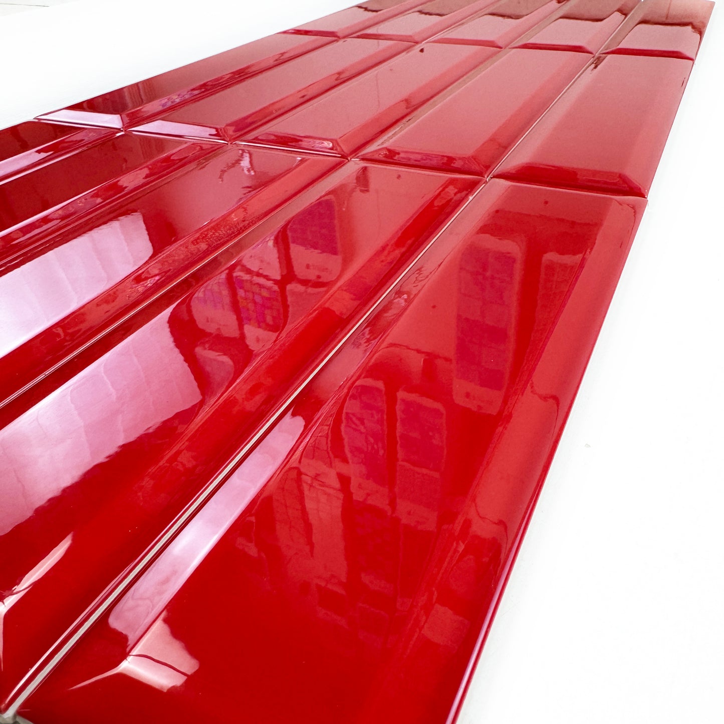 Urban Luxe Series Red Glossy Beveled Edge Ceramic Tile