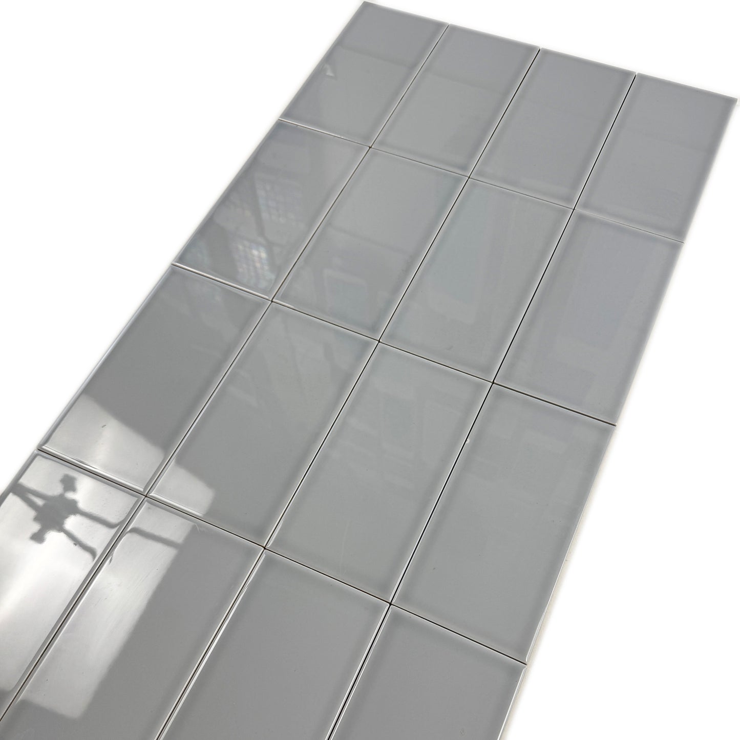 Urban Luxe Series Light Grey Glossy Flat Ceramic Tile