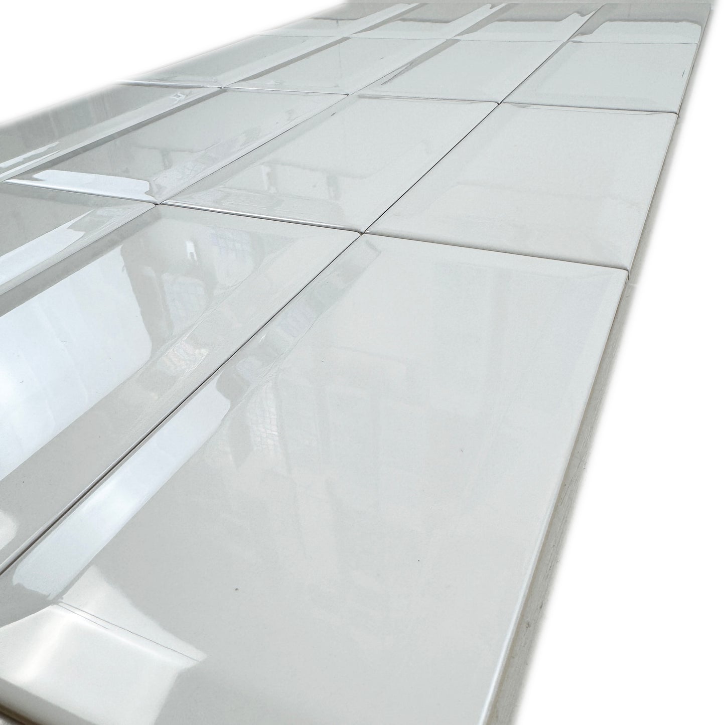 Urban Luxe Series White Glossy Beveled Edge Ceramic Tile