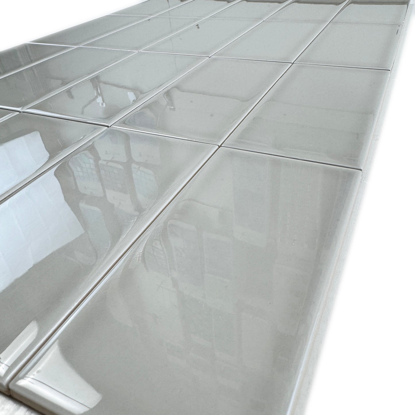 Urban Luxe Series Light Grey Glossy Flat Ceramic Tile