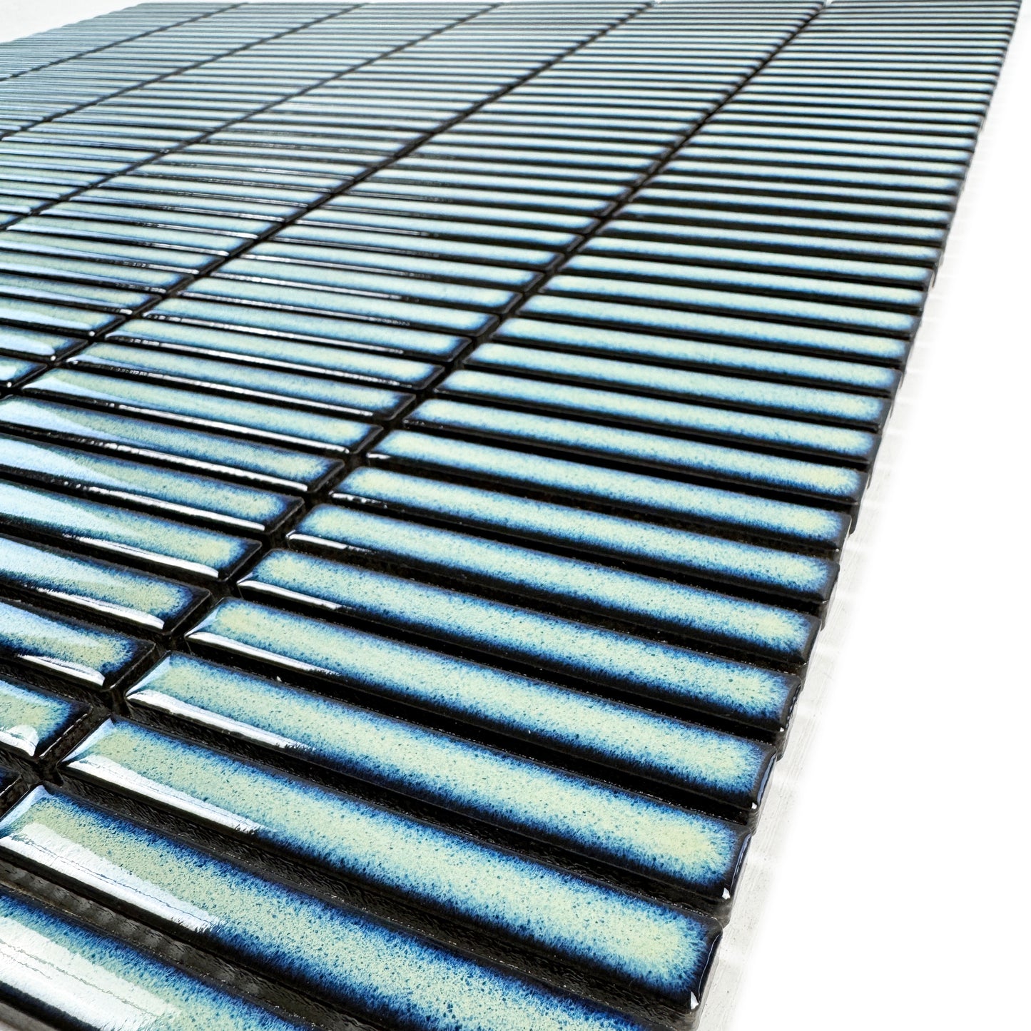 Aurora Strips Series Nile Blue Long Strip Glossy Glazed Porcelain Mosaic