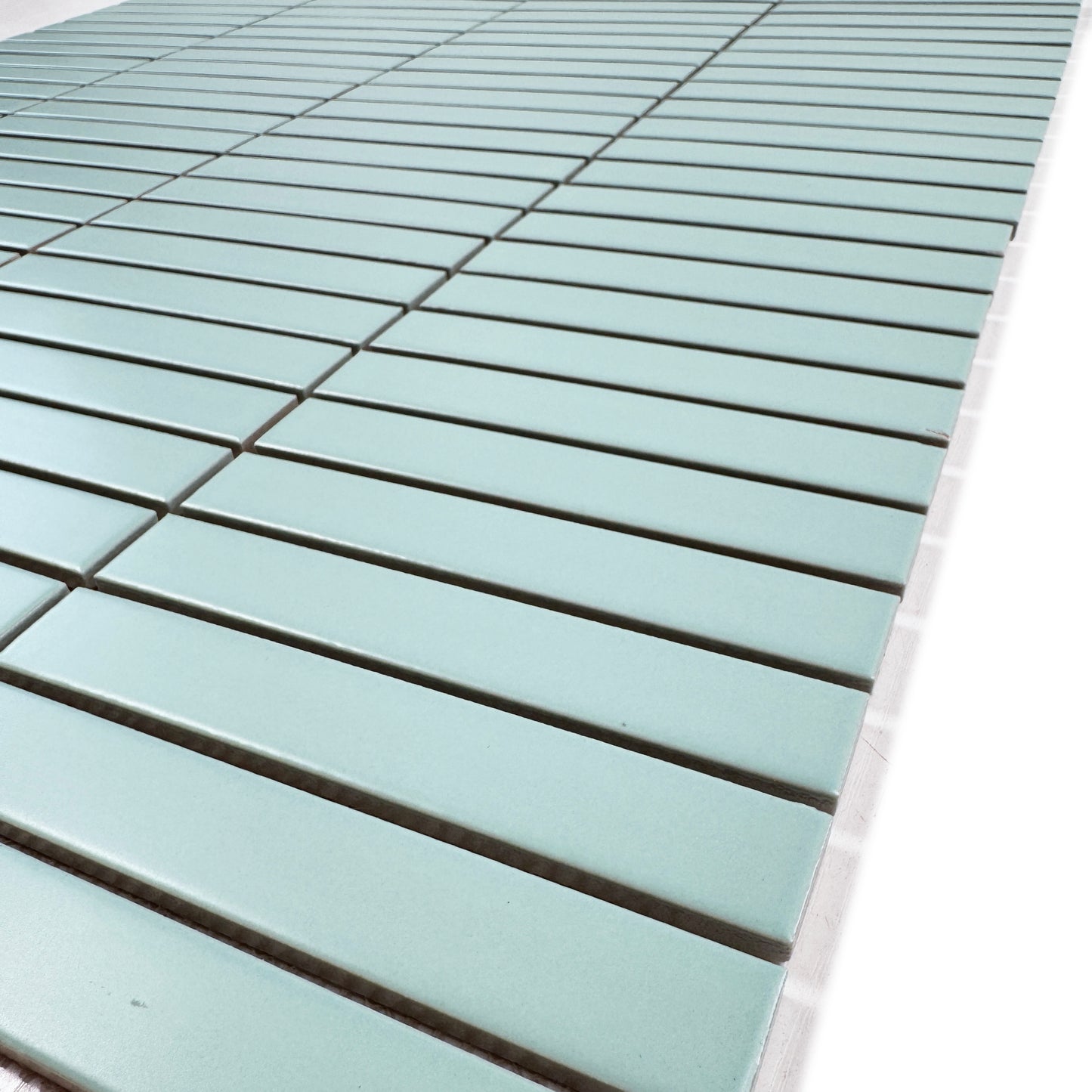 Aurora Strips Series Aqua Blue Matt Long Strip Glazed Porcelain Mosaic