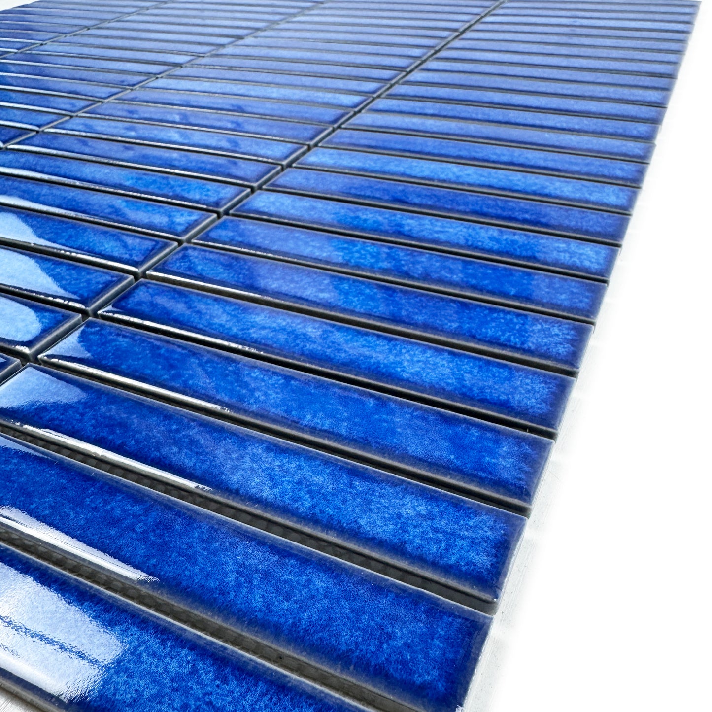 Aurora Strips Series Klein Blue Glossy Long Strip Kiln Vary Porcelain Mosaic