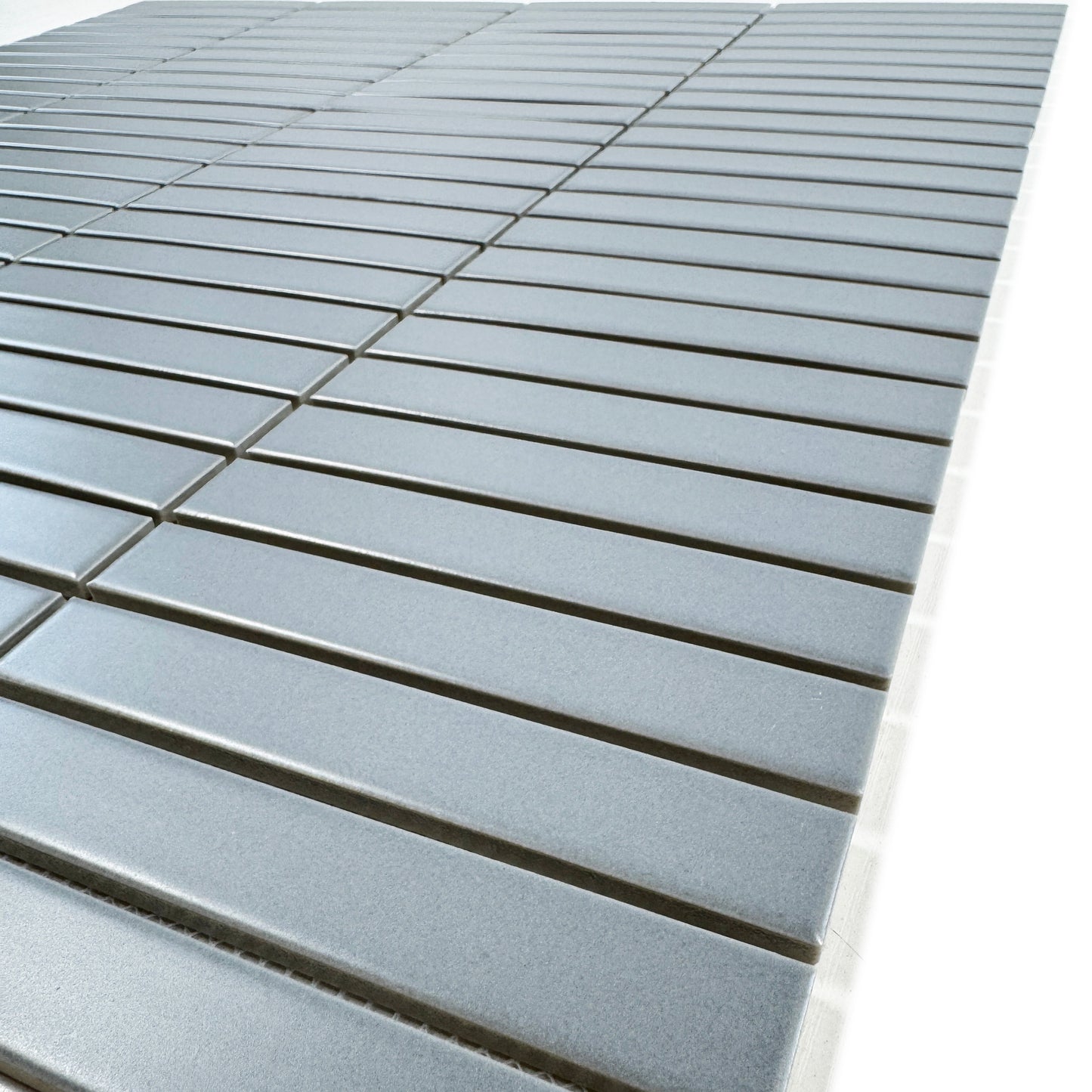 Aurora Strips Series Slate Grey Matt Long Strip Glazed Porcelain Mosaic