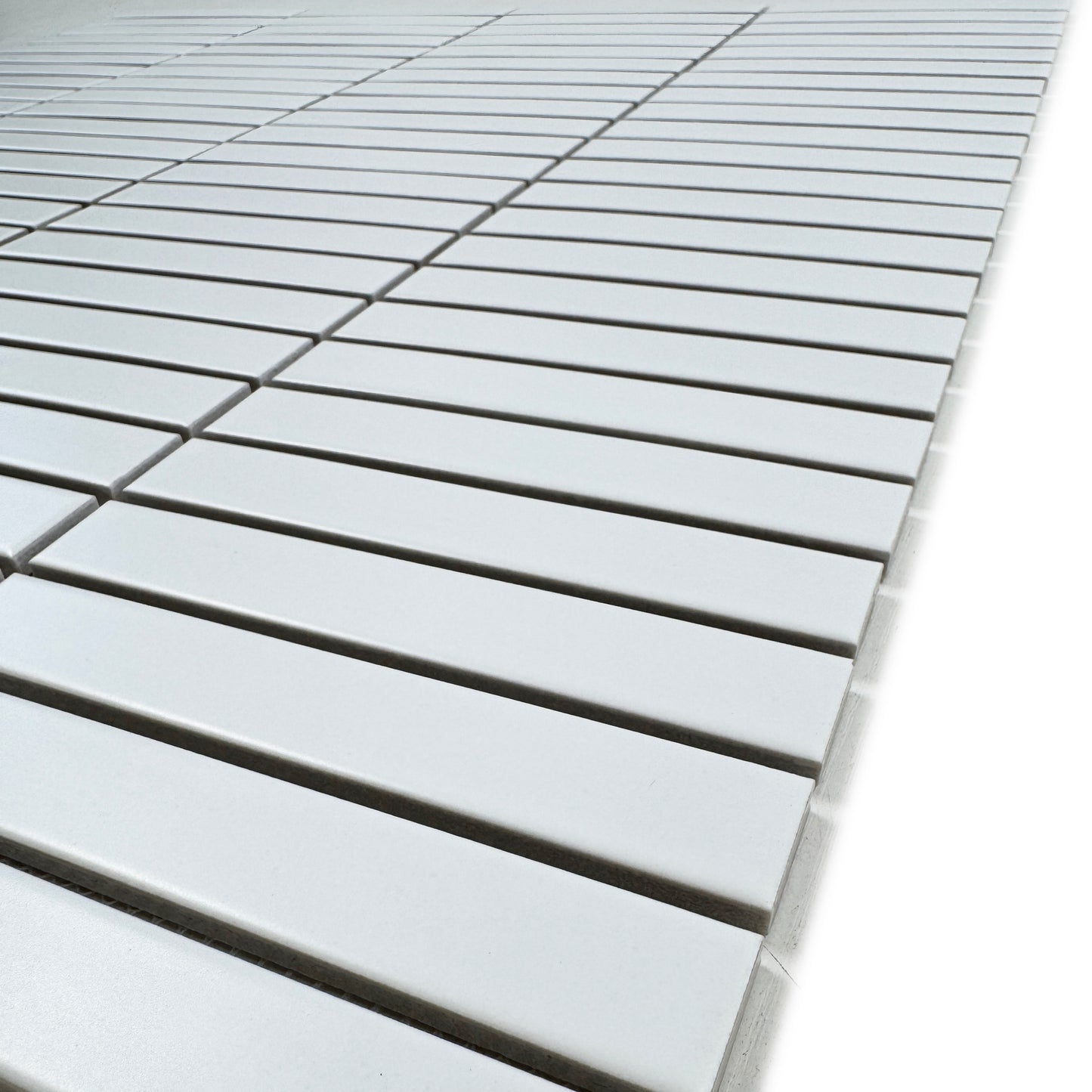 Aurora Strips Series White Matt Long Strip Glazed Porcelain Mosaic