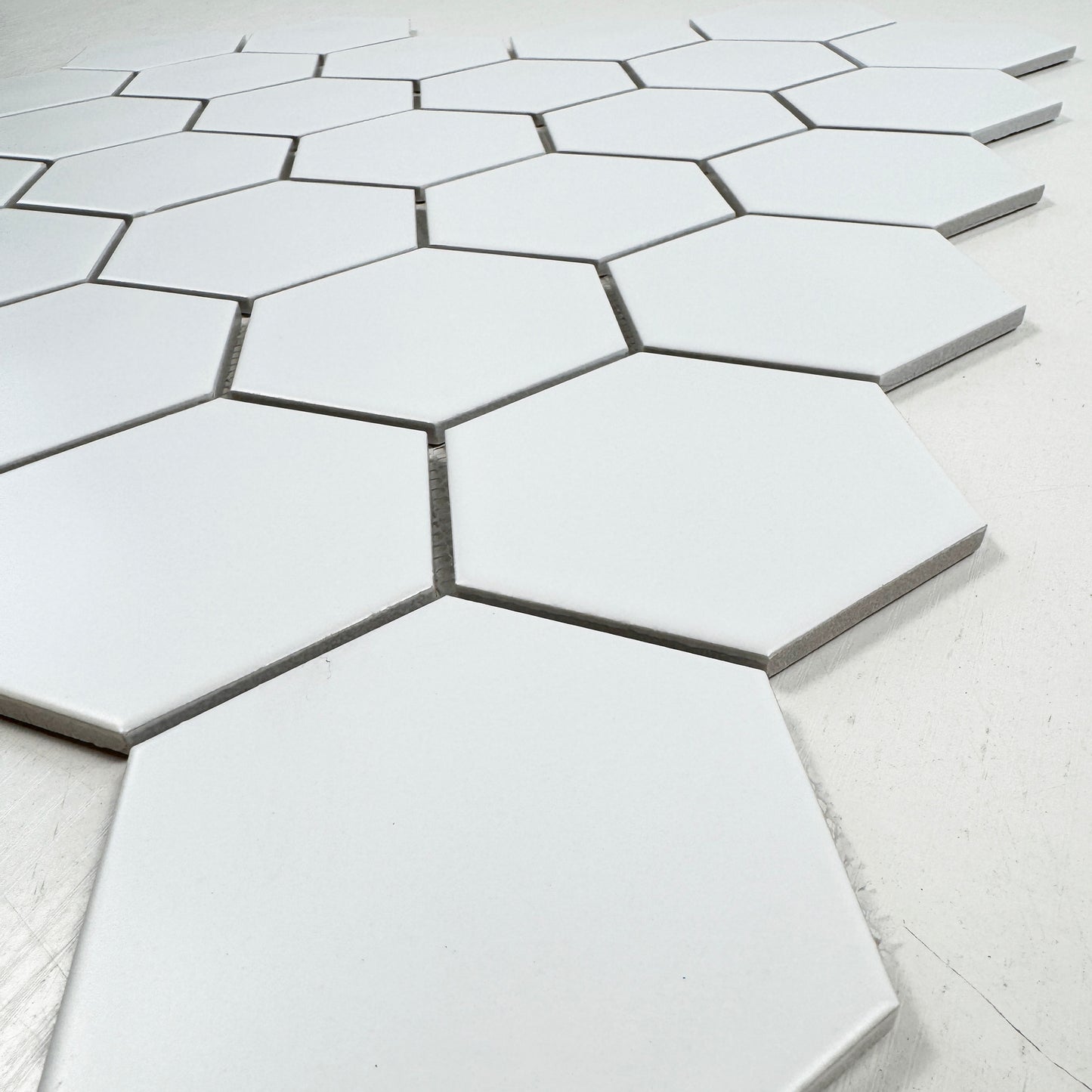 Carrara Lumina Series Pure White Hexagon Porcelain Mosaic