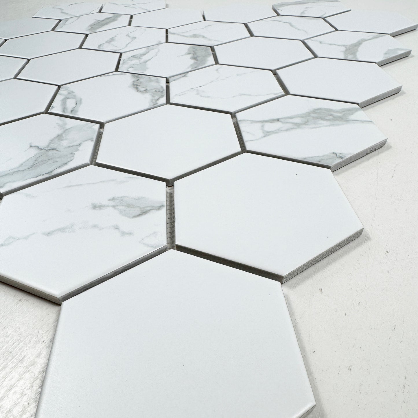 Carrara Lumina Series Carrara White Hexagon Porcelain Mosaic