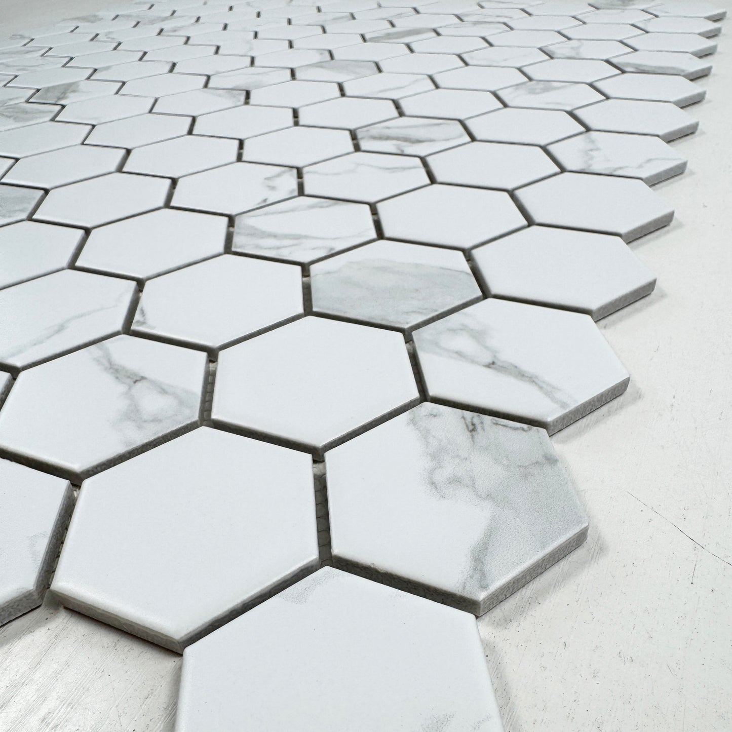 Carrara Lumina Series Carrara White Hexagon Porcelain Mosaic