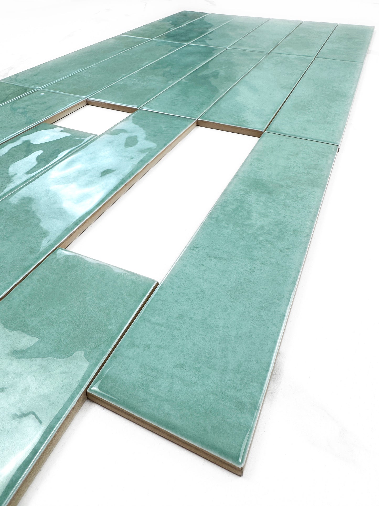 Aqua Blue Glossy Ceramic Artisanal Tile