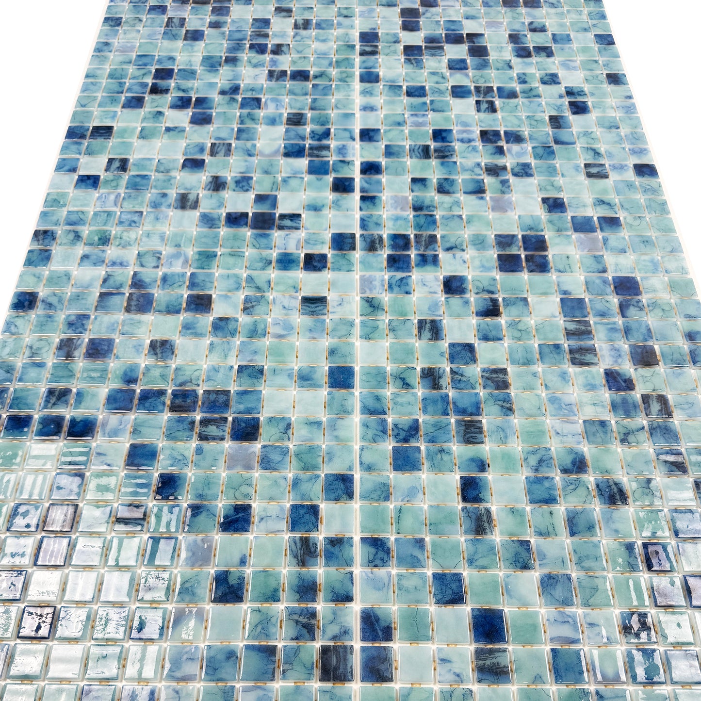 Spanish Mosaic Series Tiffany Blue & Sapphire Blue Mixed Recycled Glass Mosaic