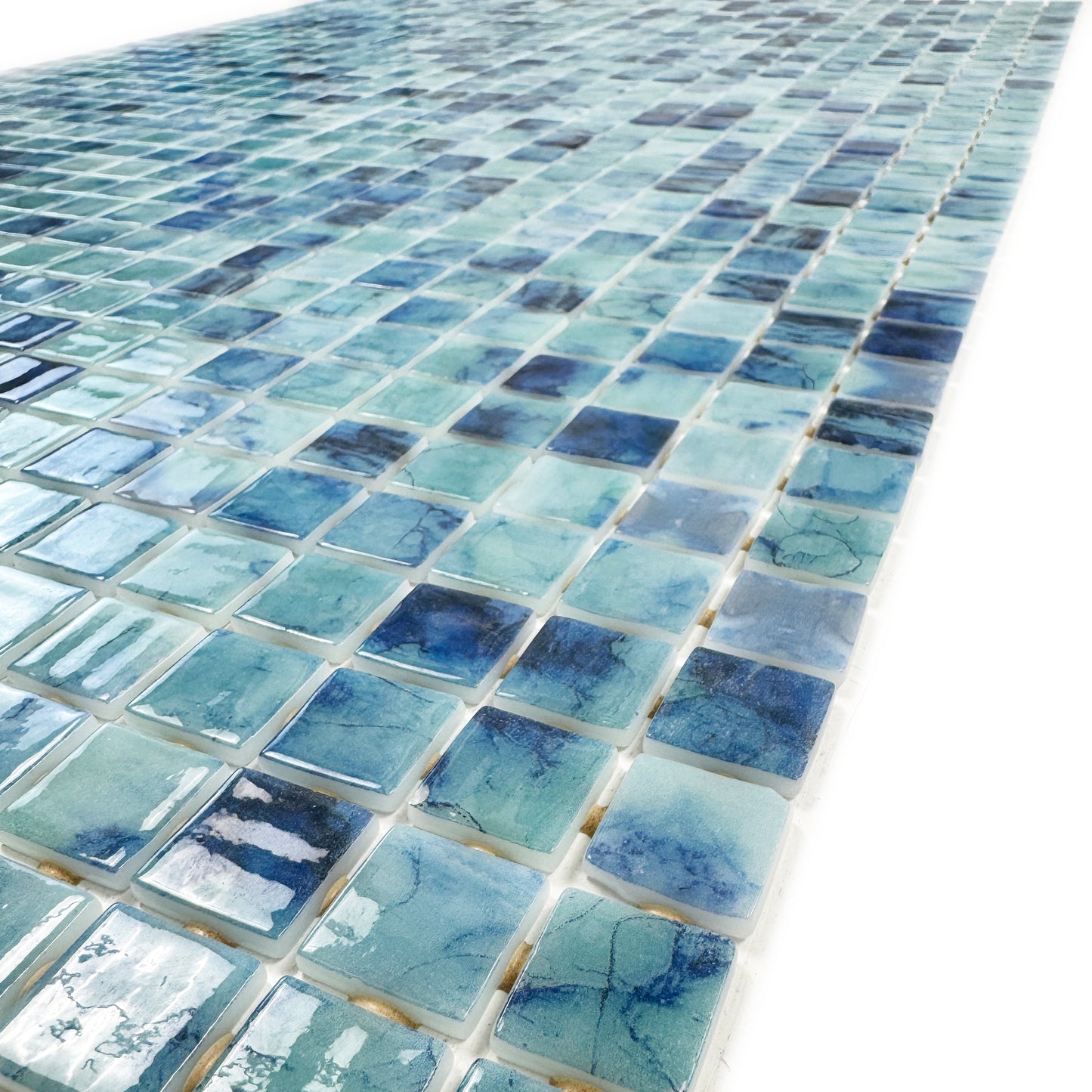 Spanish Mosaic Series Tiffany Blue & Sapphire Blue Mixed Recycled Glass Mosaic