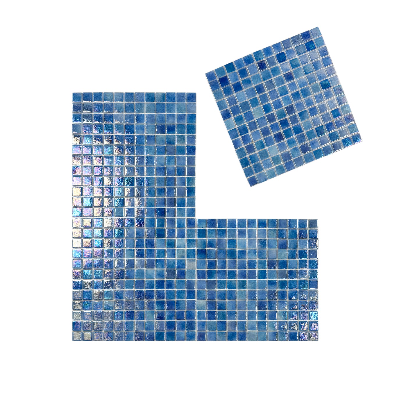 European Mosaic Series Teal Blue Iridescent Recycled Glass Mosaic
