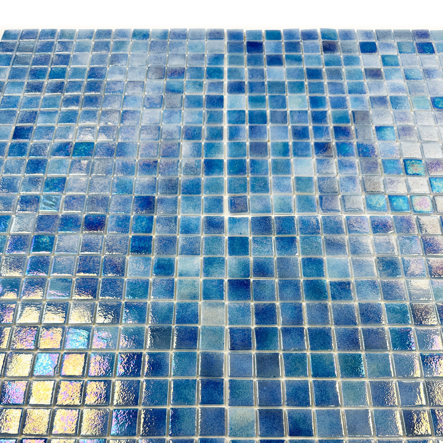 European Mosaic Series Teal Blue Iridescent Recycled Glass Mosaic