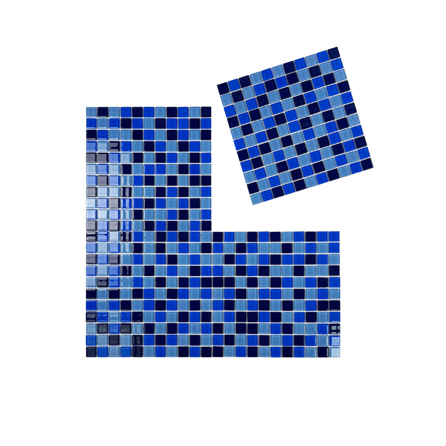 Sky Blue & French Blue & Sapphire Blue Mixed Crystal Glass Mosaic