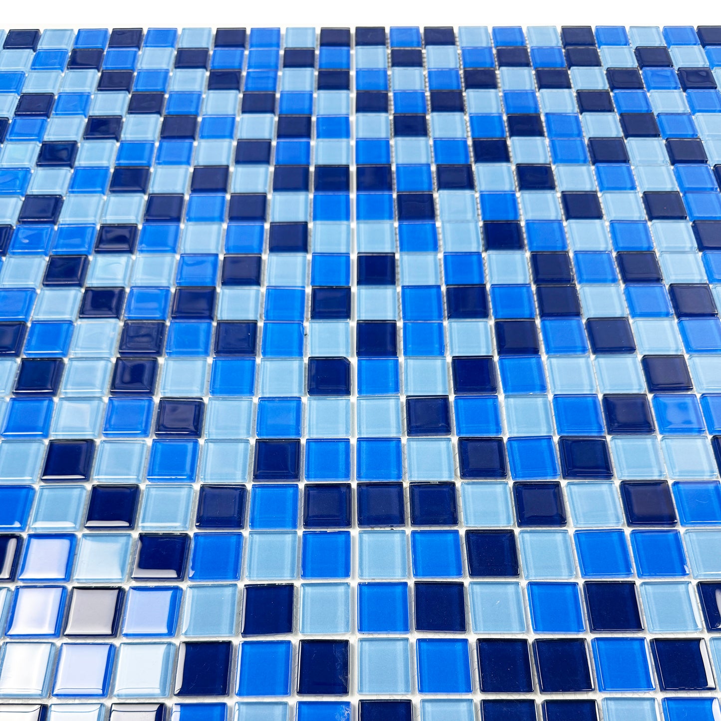 Sky Blue & French Blue & Sapphire Blue Mixed Crystal Glass Mosaic