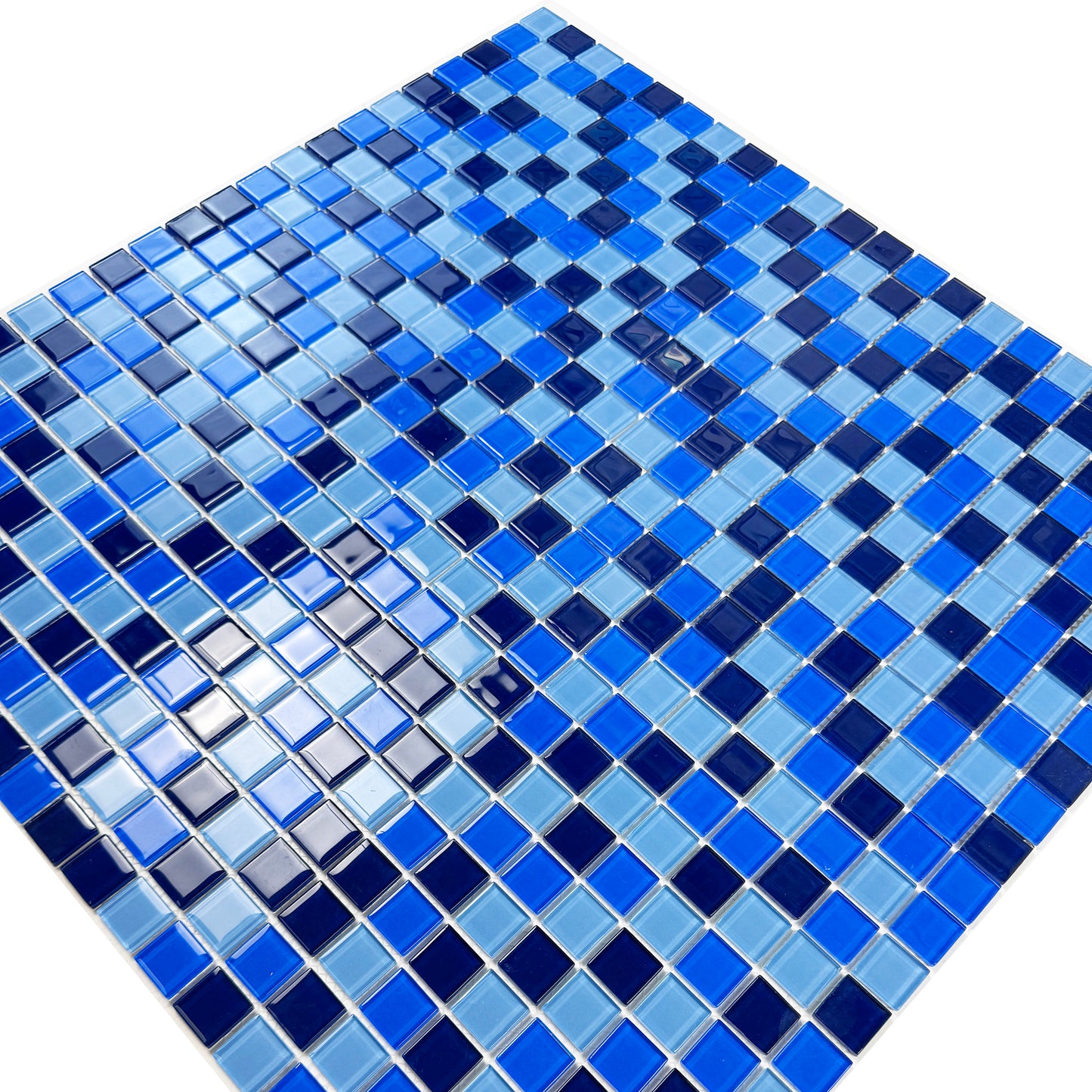 Sky Blue & French Blue & Sapphire Blue Mixed Crystal Glass Mosaic