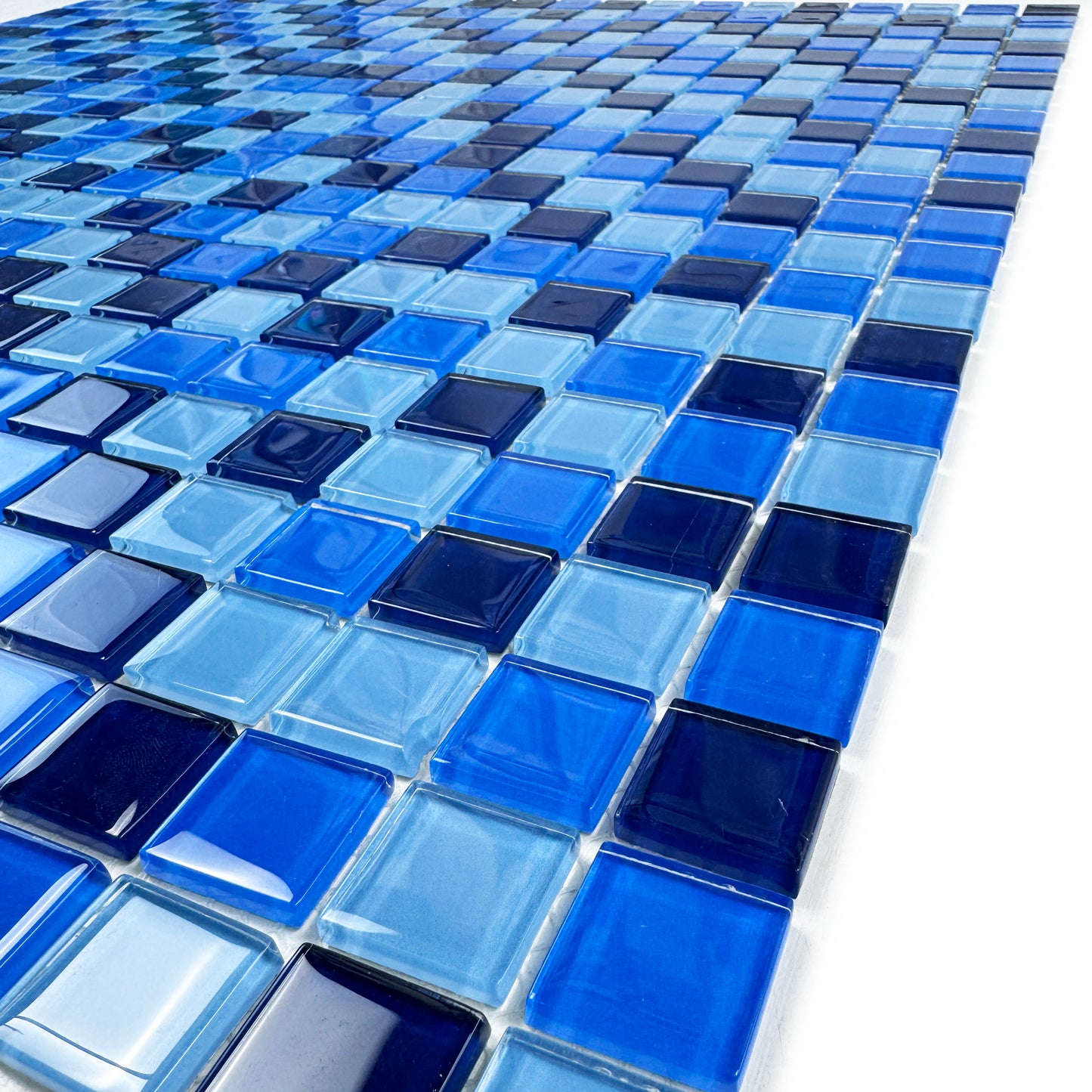 Sky Blue & French Blue & Sapphire Blue Mixed Crystal Glass Mosaic
