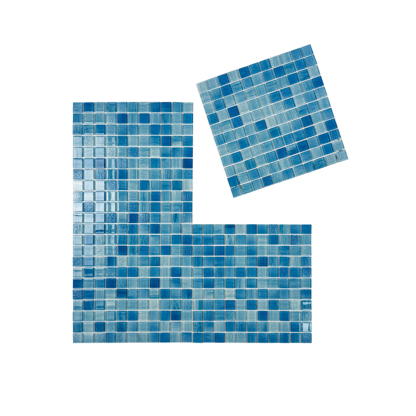 Noble Haven Light Blue & baby Blue & French Blue Mixed Cloud Hand-Drown Crystal Glass Mosaic