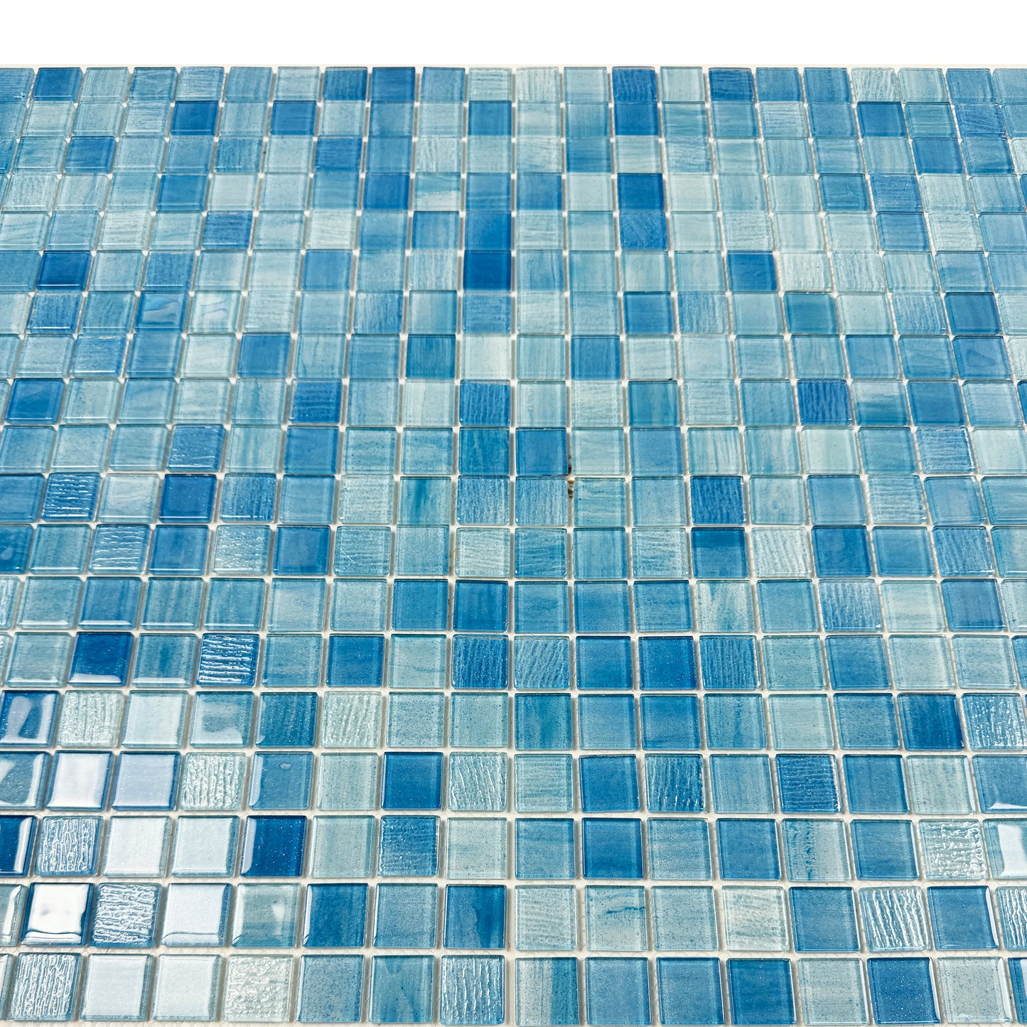 Noble Haven Light Blue & baby Blue & French Blue Mixed Cloud Hand-Drown Crystal Glass Mosaic