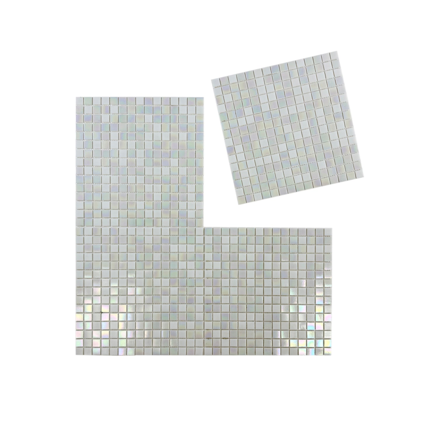 Glacial Artistry Series White Iridescent Hot Melt Glass Mosaic