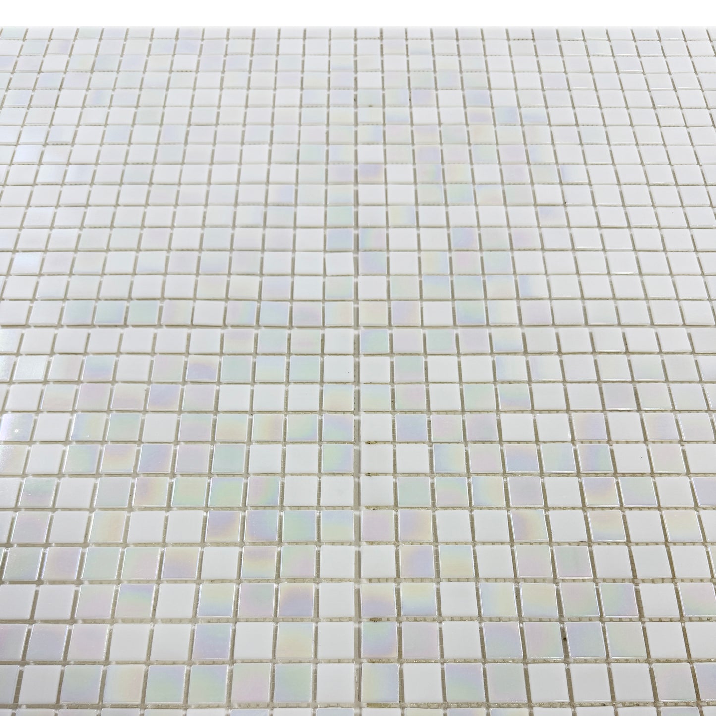 Glacial Artistry Series White Iridescent Hot Melt Glass Mosaic