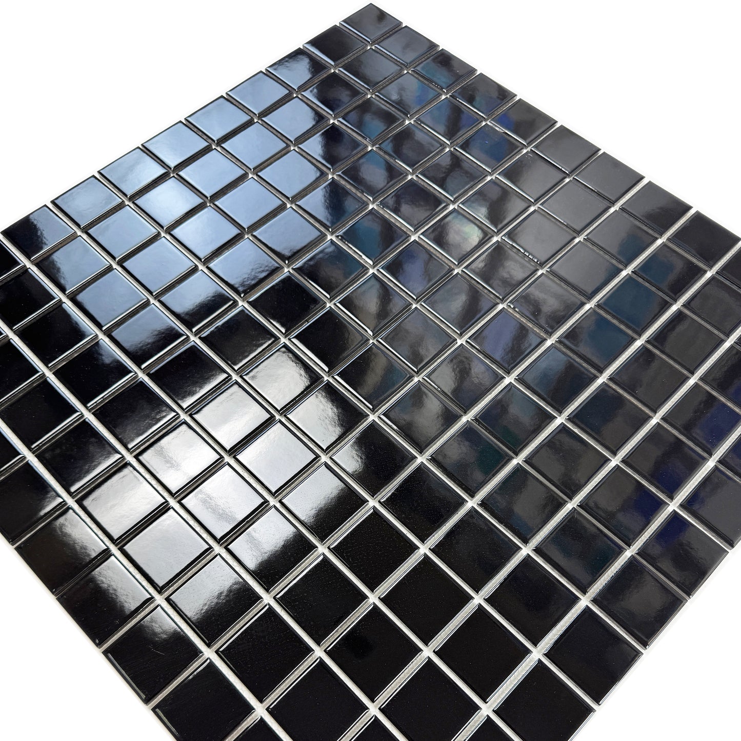 Azure Harmony Black Glossy Ordinary Glazed Porcelain Mosaic