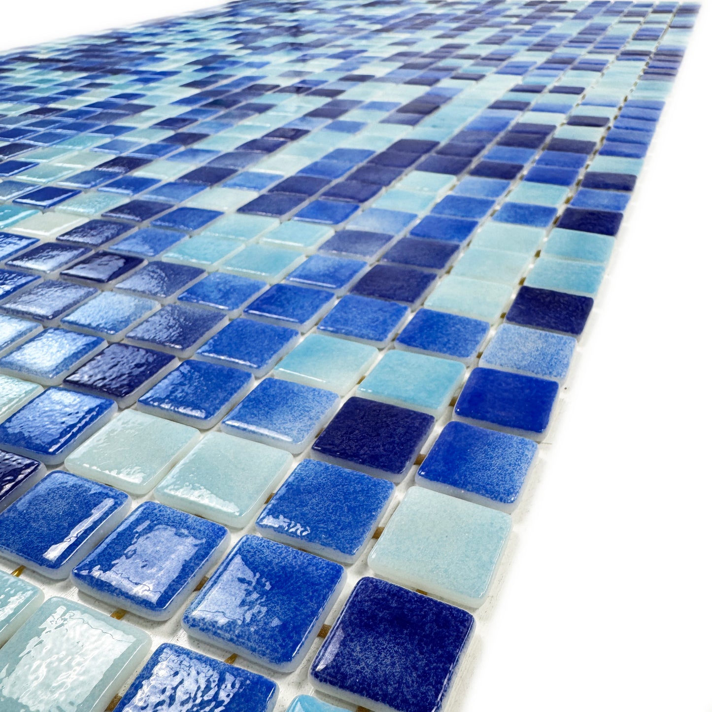 European Mosaic Series Light Blue & Baby Blue &Navy Blue & Midnight Blue Mixed Recycled Glass Mosaic