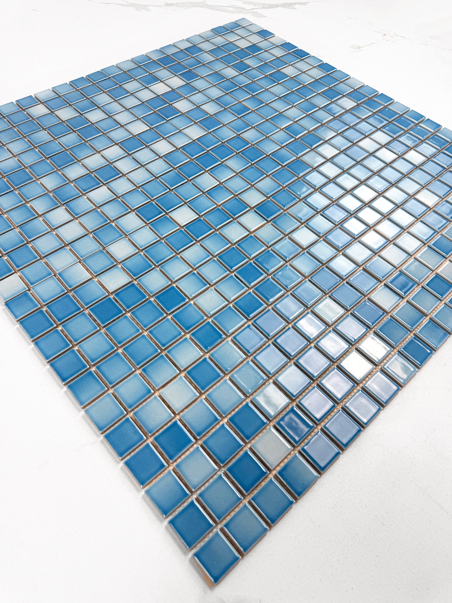 Midnight Splendor Series Light Blue Crystalline Glazed Porcelain Mosaic