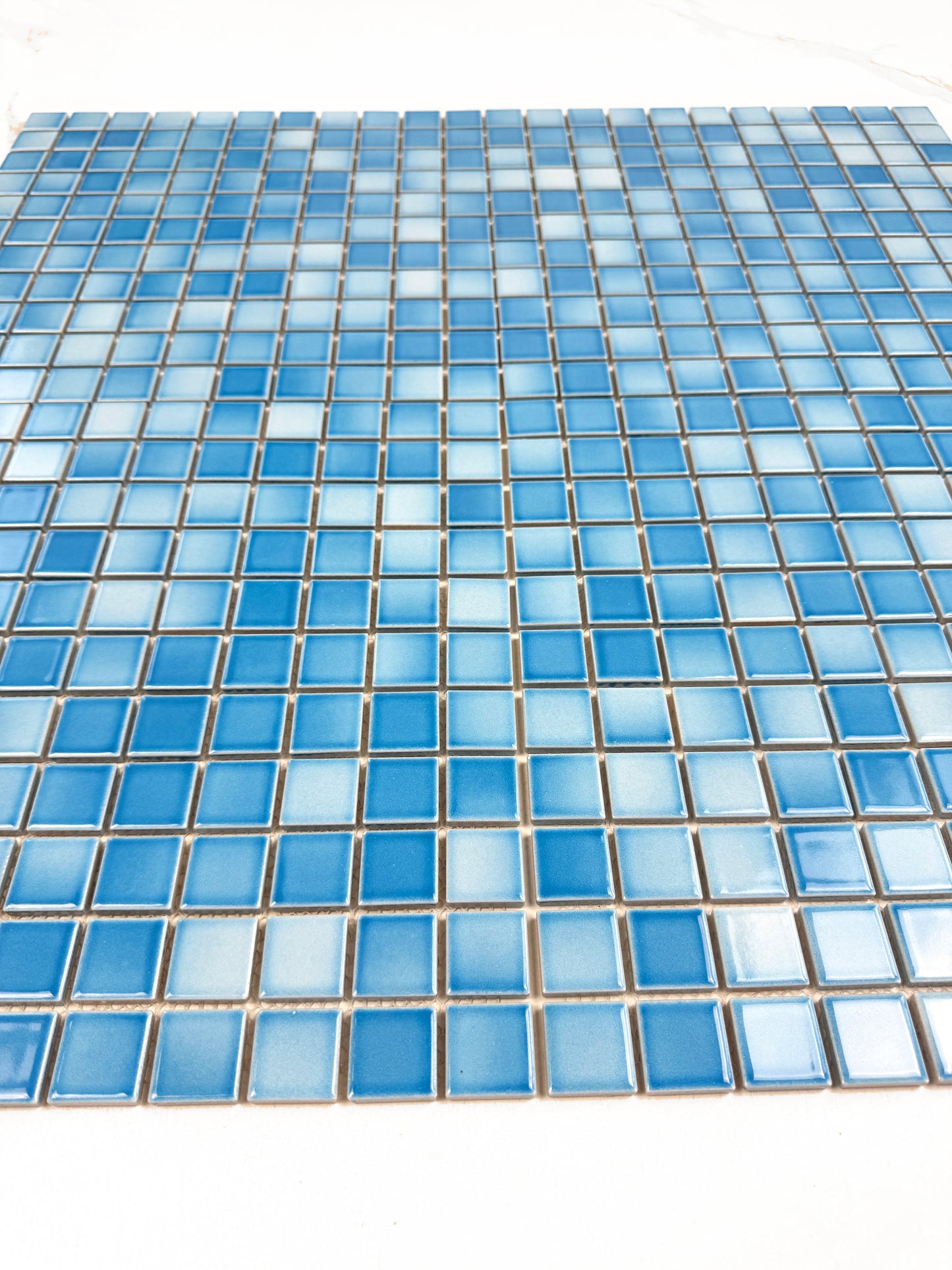 Midnight Splendor Series Light Blue Crystalline Glazed Porcelain Mosaic