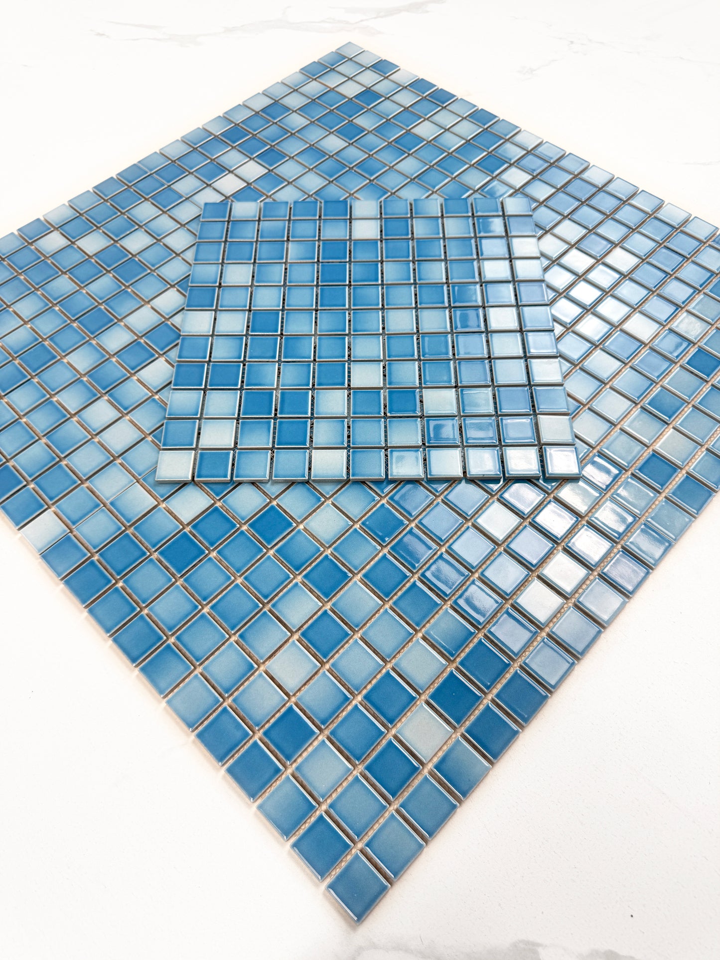 Midnight Splendor Series Light Blue Crystalline Glazed Porcelain Mosaic