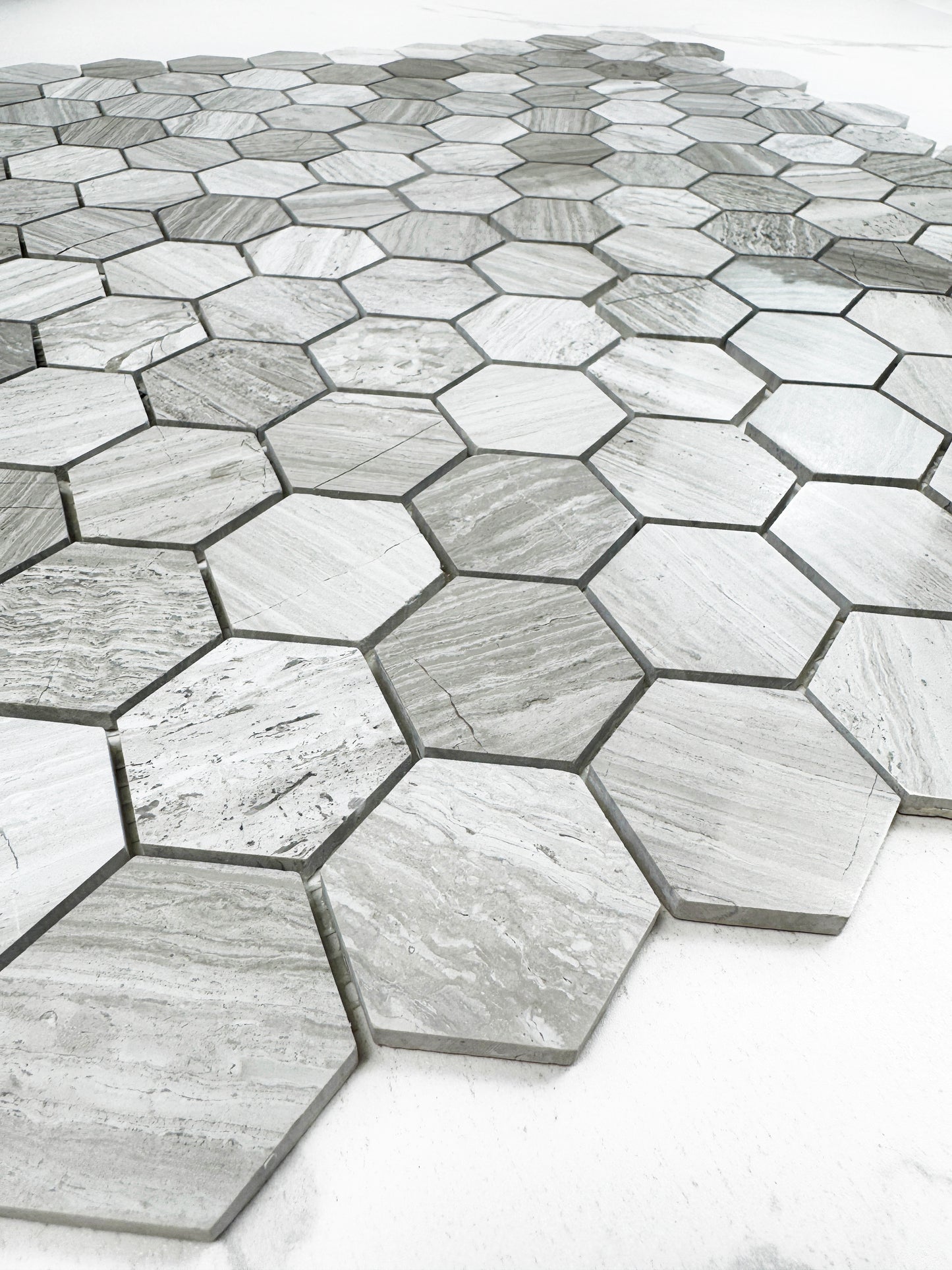 White Wood Series Vein Polished Hexagon Marble Mosaic